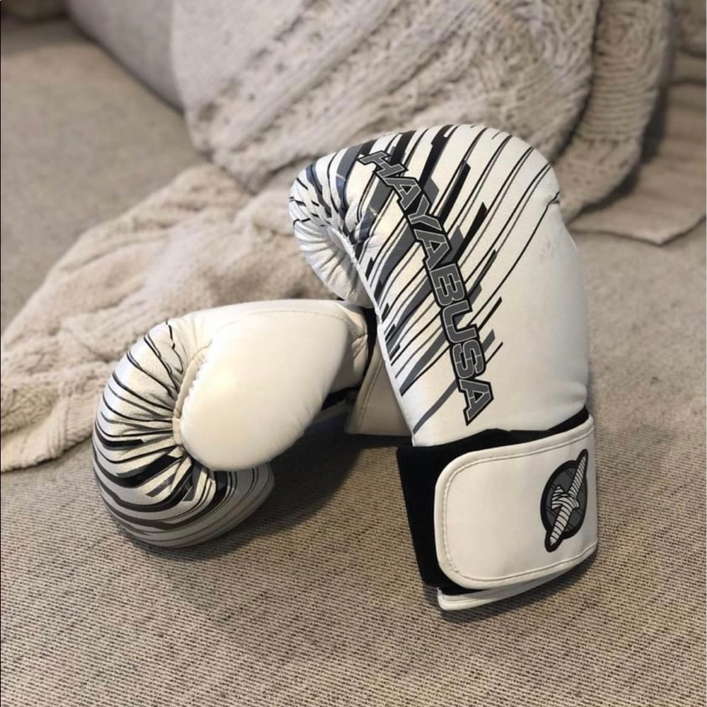 Hayabusa boxing gloves-white. 12 oz.